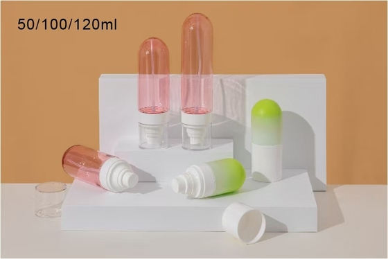 Cuidado personal Botella de spray cosmético de plástico invertido vacía 50ml 100ml Y 120ml con sello de entrega de estampado en caliente y sello UV