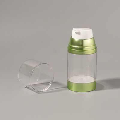 Venta al por mayor de fábrica Botella de bomba sin aire de lujo vacía de 100 ml, 150 ml, 120 ml ABS AS Plata mate brillante UV Proveedor