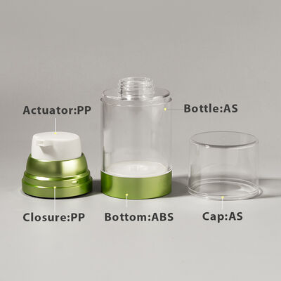 Fábrica mayorista de lujo 100ml 150ml 120ml ABS AS botella de bomba sin aire con artesanía UV brillante mate