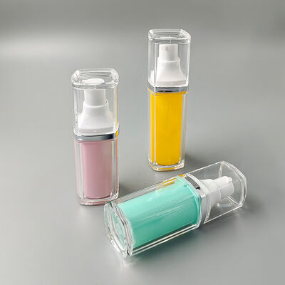 Venta Caliente Al Por Mayor Fábrica Alta Calidad Botella Vacía Cuadrada Doble Capa de 15ml 30ml 50ml para Cuidado Personal