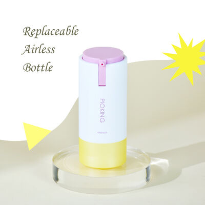 Etiqueta privada reciclable 15ml 30ml 50ml Forma redonda Color rosa púrpura personalizado Botella de loción ABS sin aire