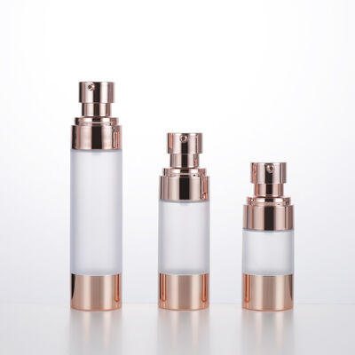 Botella de loción sin aire mini redonda de viaje vacío 15ml 30ml 50ml Botella de vacío de oro rosa