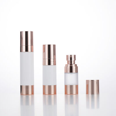 Botella de loción sin aire mini redonda de viaje vacío 15ml 30ml 50ml Botella de vacío de oro rosa