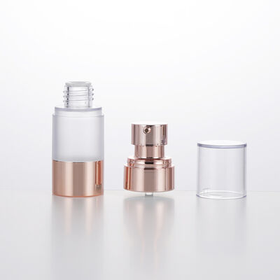 Botella de loción sin aire mini redonda de viaje vacío 15ml 30ml 50ml Botella de vacío de oro rosa