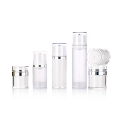 Estante de la crema blanca de plástico sin aire de la bomba de la botella para la loción de limpieza facial y el tratamiento de la piel de suero 50ml/100ml/150ml Impreso en pantalla