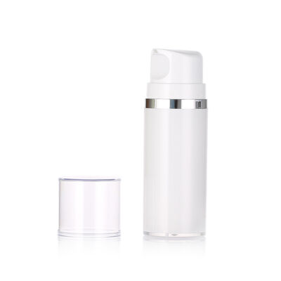 Estante de la crema blanca de plástico sin aire de la bomba de la botella para la loción de limpieza facial y el tratamiento de la piel de suero 50ml/100ml/150ml Impreso en pantalla