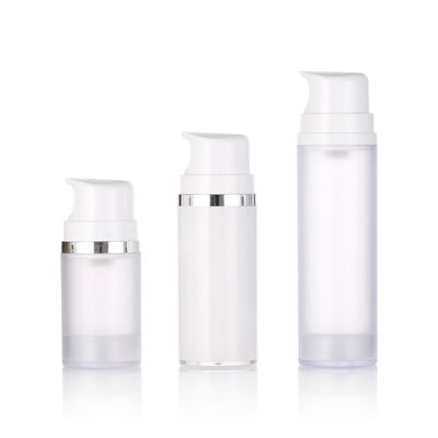 Estante de la crema blanca de plástico sin aire de la bomba de la botella para la loción de limpieza facial y el tratamiento de la piel de suero 50ml/100ml/150ml Impreso en pantalla