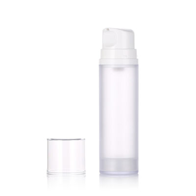 Estante de la crema blanca de plástico sin aire de la bomba de la botella para la loción de limpieza facial y el tratamiento de la piel de suero 50ml/100ml/150ml Impreso en pantalla