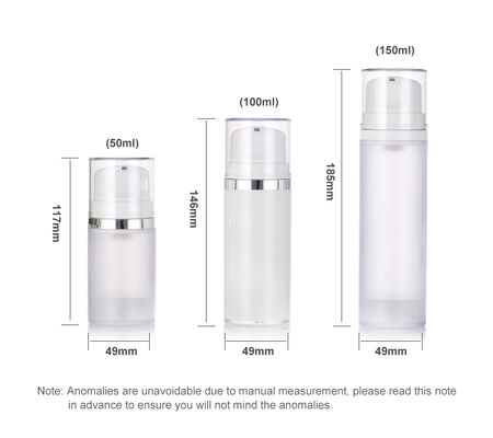 Estante de la crema blanca de plástico sin aire de la bomba de la botella para la loción de limpieza facial y el tratamiento de la piel de suero 50ml/100ml/150ml Impreso en pantalla