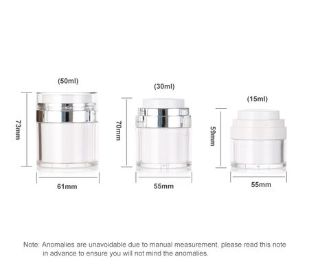 Estante de la crema blanca de plástico sin aire de la bomba de la botella para la loción de limpieza facial y el tratamiento de la piel de suero 50ml/100ml/150ml Impreso en pantalla
